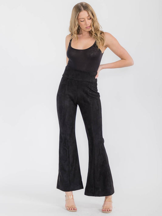 WOMEN'S ZIPPER CLOSURE VELVET BELL BOTTOMS PANTS