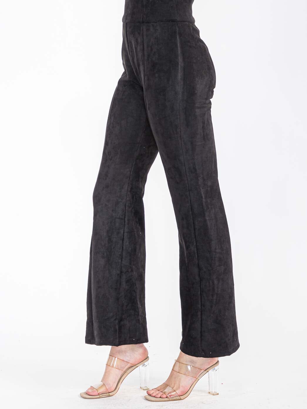 WOMEN'S ZIPPER CLOSURE VELVET BELL BOTTOMS PANTS