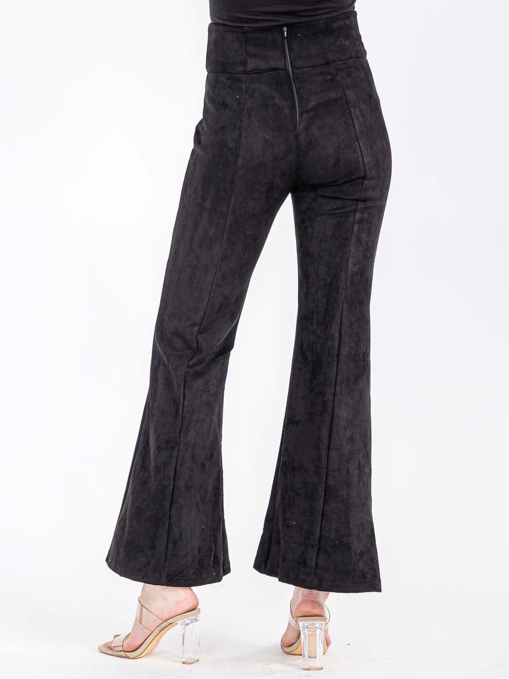 WOMEN'S ZIPPER CLOSURE VELVET BELL BOTTOMS PANTS