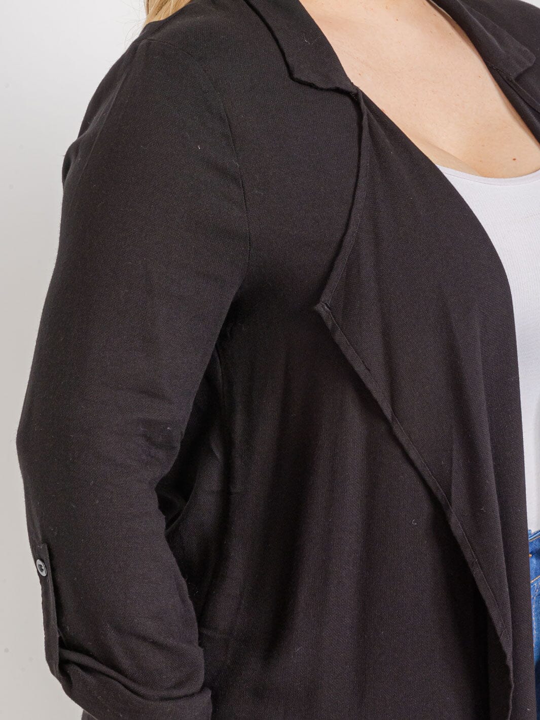 PLUS SIZE LONG SLEEVE OPEN FRONT CARDIGAN