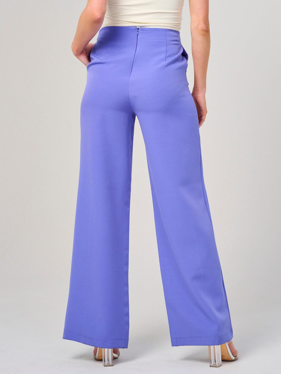 WOMEN'S ZIPPER CLOSURE FRONT POCKETS WIDE LEG PANTS