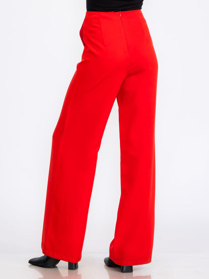 WOMEN'S ZIPPER CLOSURE FRONT POCKETS WIDE LEG PANTS